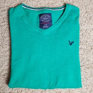 American Eagle green v neck athletic fit sweater